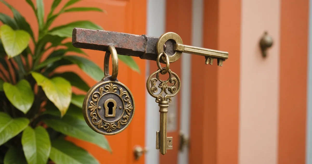 A key on top of a mortgage document